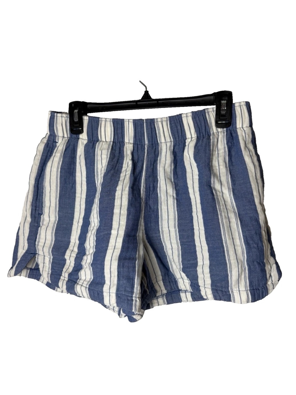 Old Navy Shorts Size Medium Blue White Stripes 100% Cotton Pull On Coastal Beach
